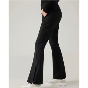 Athleta Women's Stellar Flare Trouser Black Ankle Zip Travel Work Pants Size 16